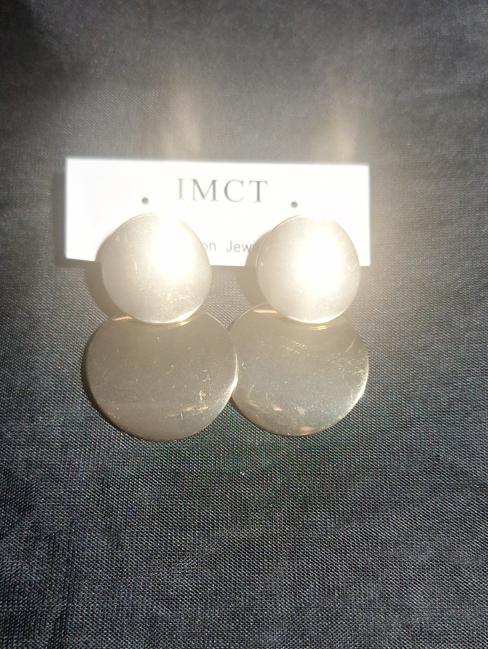 IMCT Gold Double Disc Statement Earrings